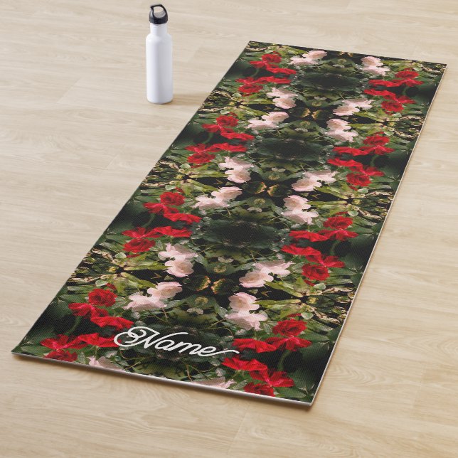 Drenched Red And White Roses Abstract Personalised Yoga Mat (In Situ)