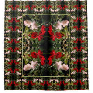 Drenched Red And White Roses Abstract    Shower Curtain
