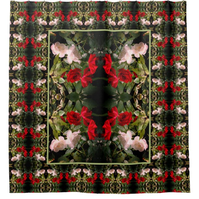 Drenched Red And White Roses Abstract    Shower Curtain (Front)