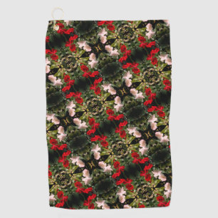 Drenched Red And White Roses Pattern   Golf Towel
