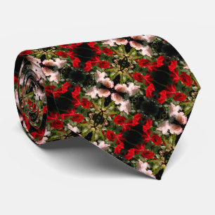 Drenched Red And White Roses Pattern    Tie