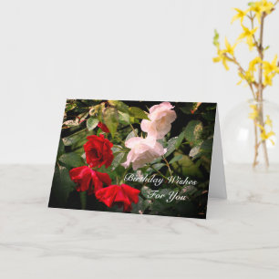 Drenched Roses Floral Personalised Birthday Card