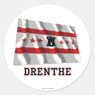 Drenthe Waving Flag with Name Classic Round Sticker