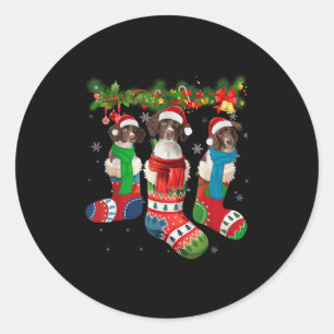 Drentse Patrijshond In Christmas Socks Classic Round Sticker