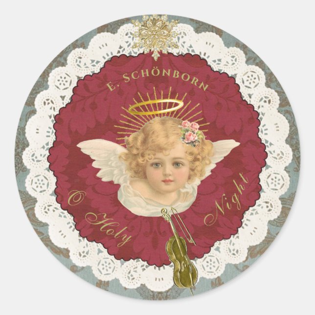 Dresden Blonde Angel Round Sticker Seal (Front)