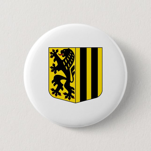 Dresden Coat Arms official Germany Saxony Symbol 6 Cm Round Badge (Front)
