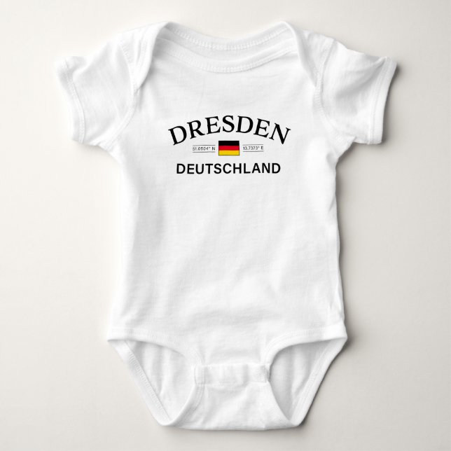 Dresden Deutschland Coordinates German Baby Bodysuit (Front)