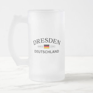 Dresden Deutschland Coordinates German Frosted Glass Beer Mug