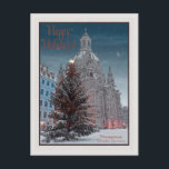 Dresden - Frauenkirche Tannenbaum  - HH WB Postcard<br><div class="desc">A lit Christmas Tree sits silently next to the Dresden Frauenkirche early on Christmas Morning (Dresden,  Germany)</div>