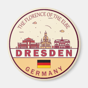 Dresden Germany City Skyline Emblem Magnet