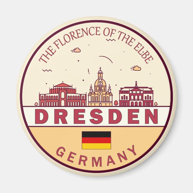 Dresden Germany City Skyline Emblem Magnet (Front)