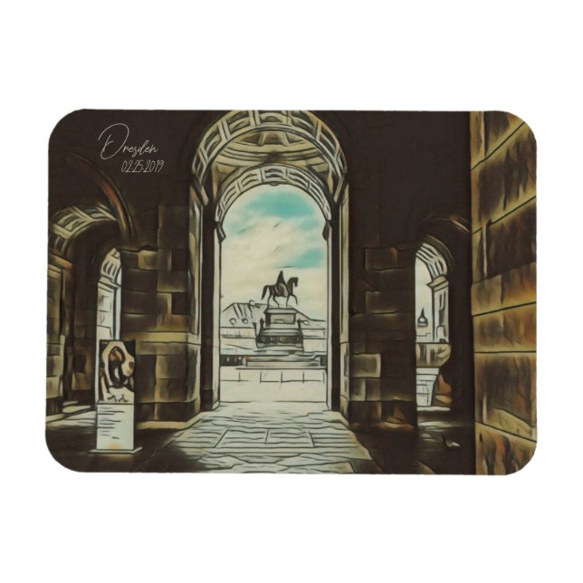 Dresden Germany Horse Customisable Date  Magnet (Horizontal)