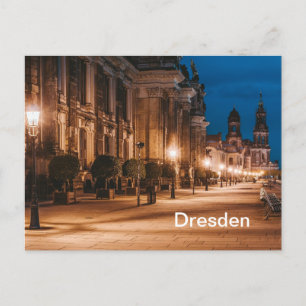 Dresden, Germany Night Time Street View Postcard