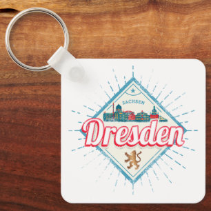 Dresden Germany Saxony Retro Skyline Vintage Key Ring