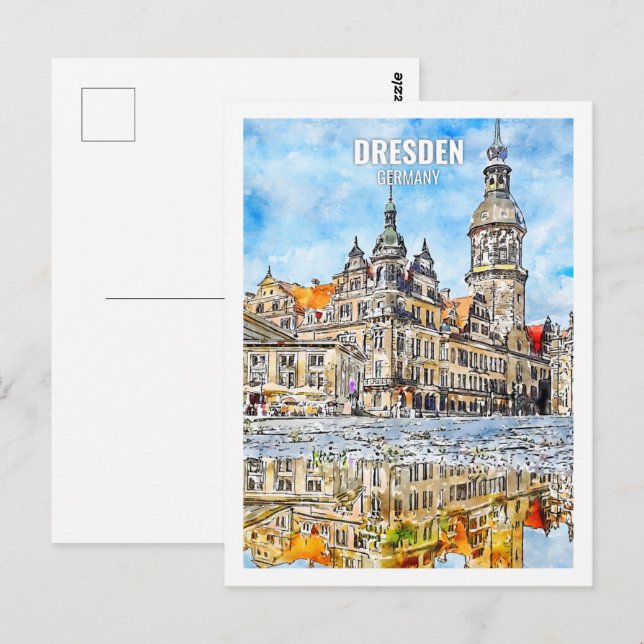 Dresden Germany Travel Place Watercolor Postcard (Front/Back)