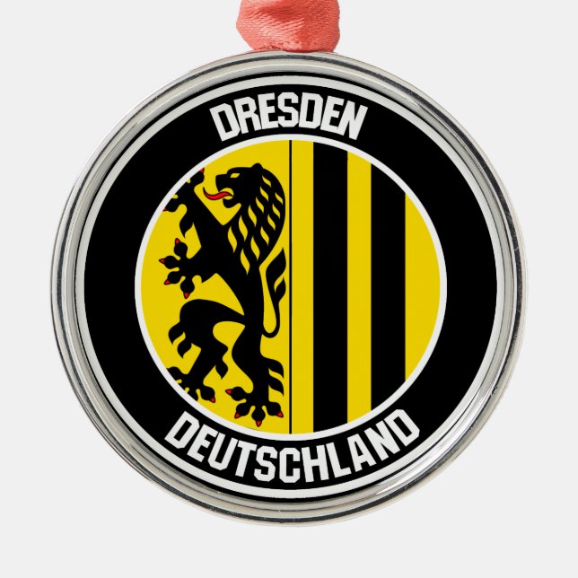 Dresden Round Emblem Metal Tree Decoration (Front)