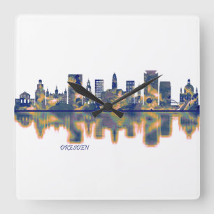 Dresden Skyline Square Wall Clock