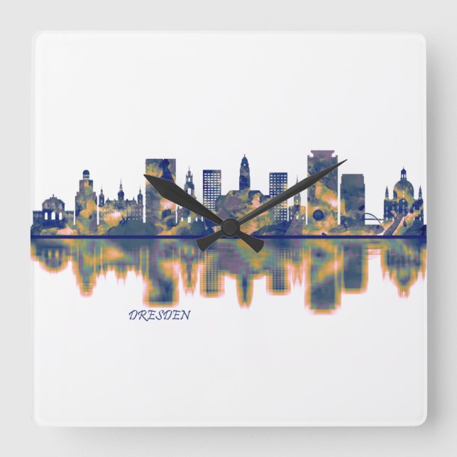 Dresden Skyline Square Wall Clock (Front)