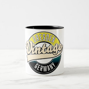 Dresden vintage style logo Two-Tone coffee mug