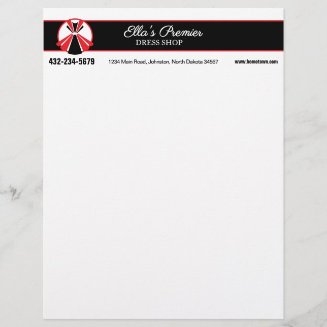 Dress Boutique Custom Letterhead (Front)