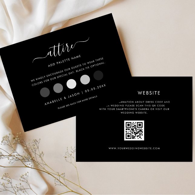Dress Code Black Wedding Attire for Guest QR Code Enclosure Card (Creator Uploaded)