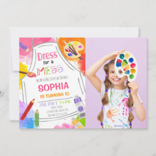 Dress For A Mess Art Birthday Photo Invitation