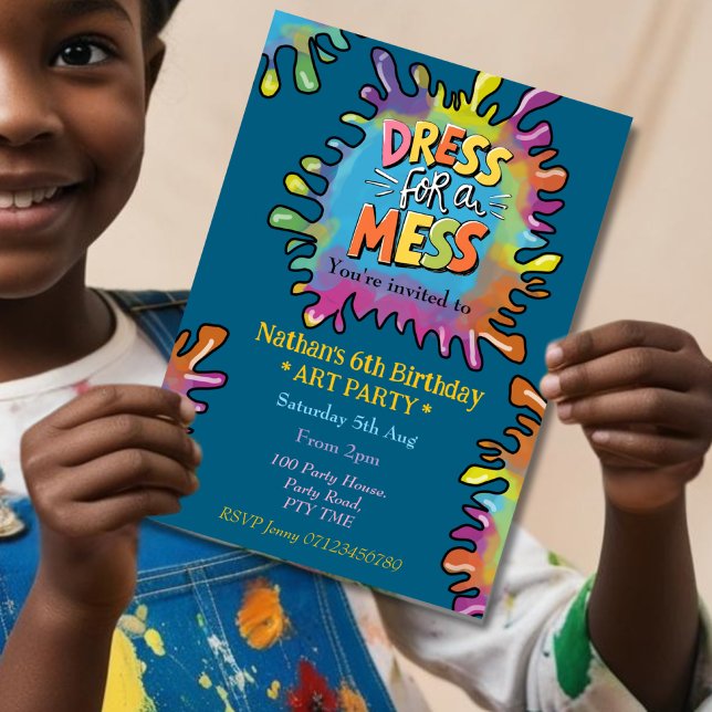 Dress for a mess kids art party invitation (Creator Uploaded)
