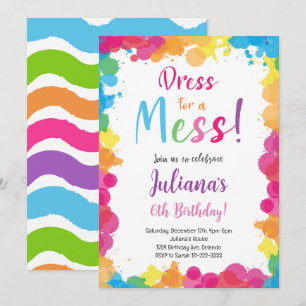 Dress for a Mess Painting Birthday Invitation