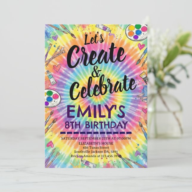 Dress for a Mess Painting Party Art Girl Birthday Invitation (Standing Front)