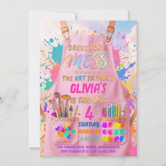 Dress for an artistic painting party birthday invitation