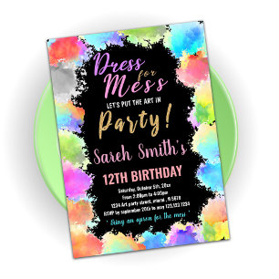 Dress for Mess Paint Birthday Invitations
