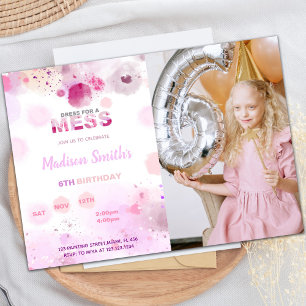 Dress for mess Paint Birthday Invitations w photo