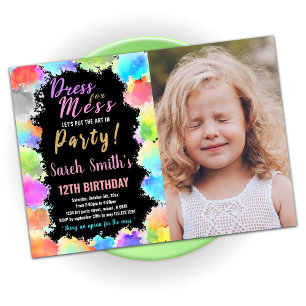 Dress for Mess Paint Birthday With Photo Invitation