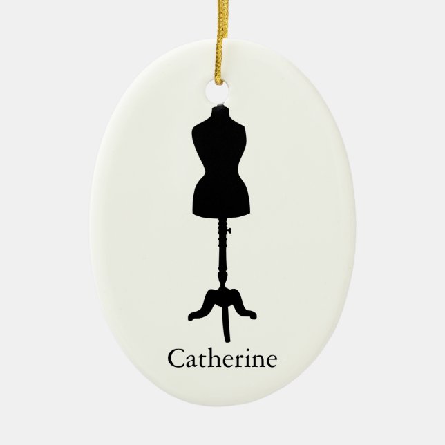 Dress Form Silhouette II - Personalise It Ceramic Tree Decoration (Front)