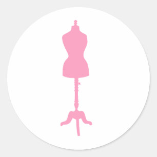Dress Form Silhouette II - Pink Classic Round Sticker