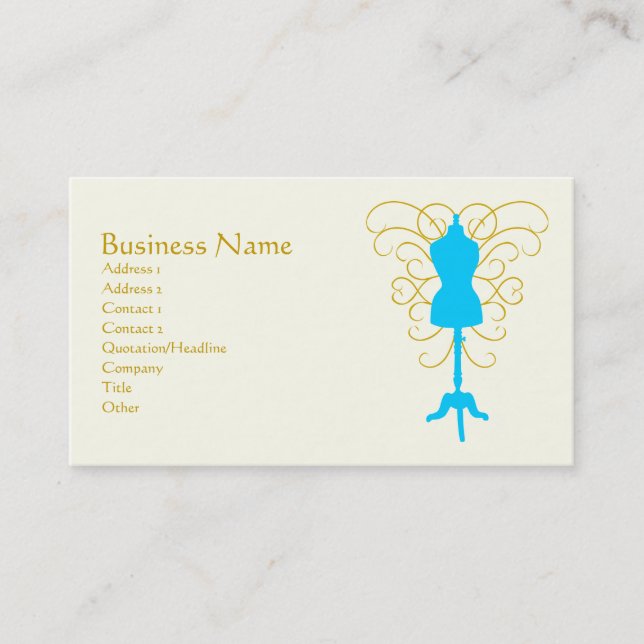 Dress Form with Swirls - Design Goddess Business Card (Front)