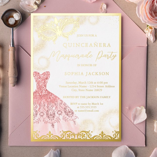 Dress Gold Pink Masquerade Party Quinceanera  (Creator Uploaded)