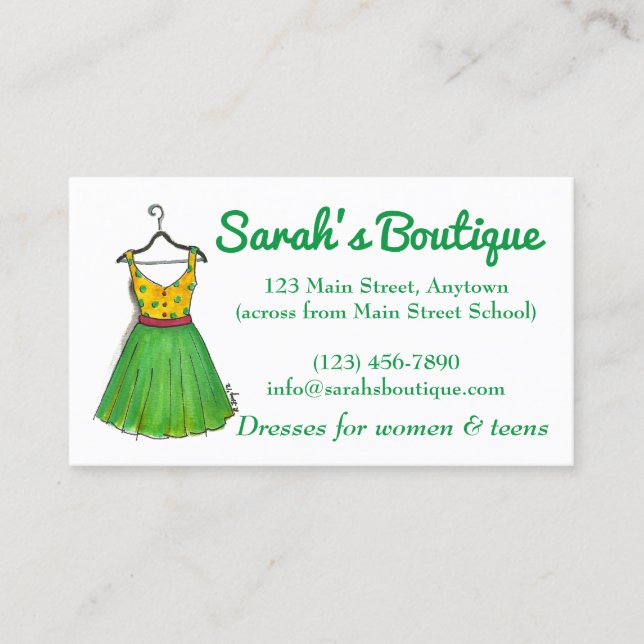 Dress Hanger Wardrobe Clothing Shopping Boutique Business Card (Front)