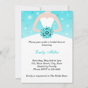 Dress Invitation Winter Bridal Shower Turquoise