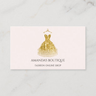 Dress Logo Fashion Boutique Event Gold Glitter Business Card