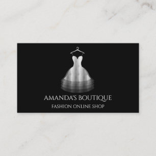 Dress Logo Fashion Boutique Online Shop Grey Black Business Card
