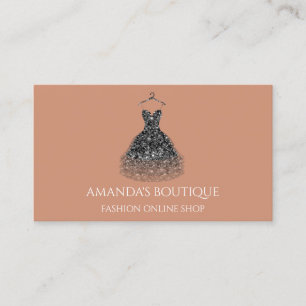 Dress Logo Fashion Boutique Online Shop Rose Black Business Card