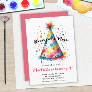 Dress Mess Kids Art Painting Party Girl Birthday Invitation