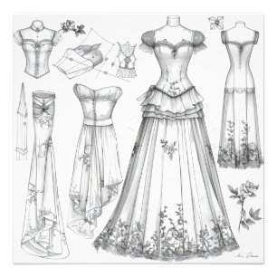 Dress Monochromatic Diagram Photo Print