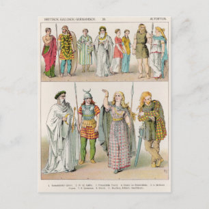 Dress of the Britons, Gauls and Germans Postcard