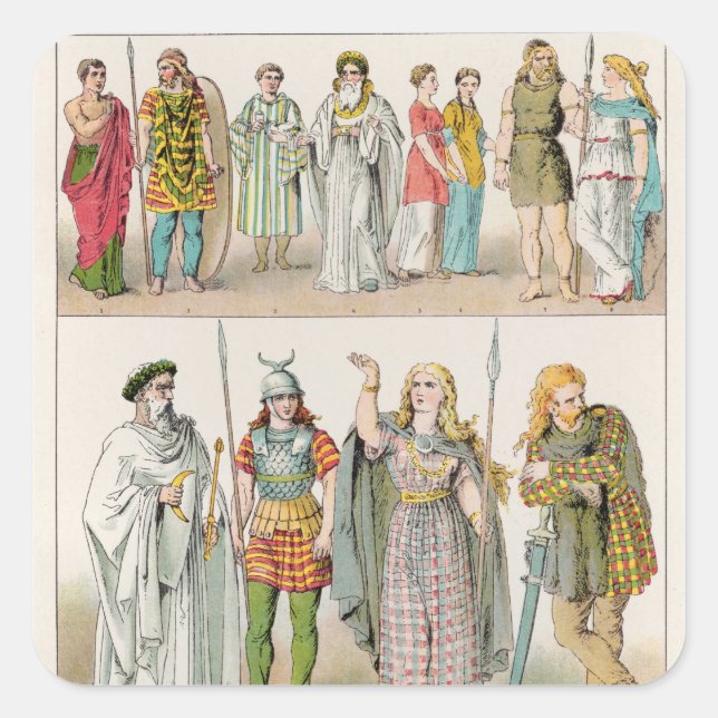 Dress of the Britons, Gauls and Germans Square Sticker (Front)