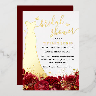 Dress Red Floral Rose Gold Bridal Shower