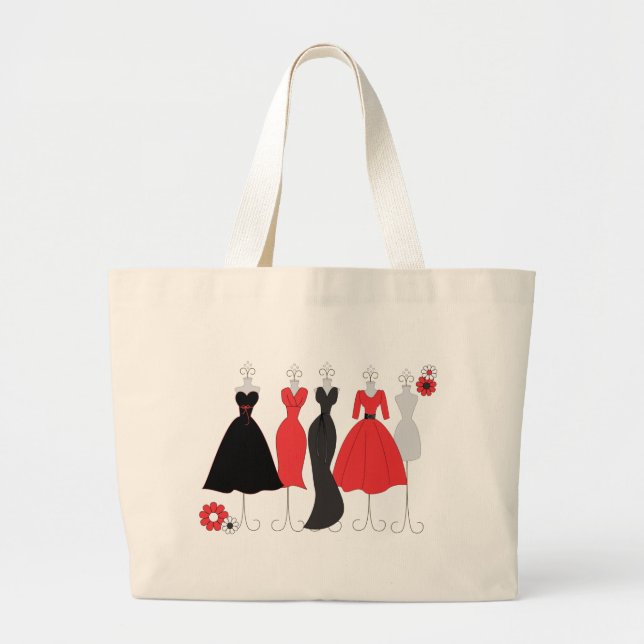Dress Shop-Daisy Theme Large Tote Bag (Front)