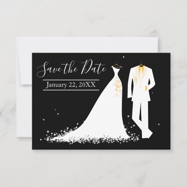 Dress & Tux - 3x5 Save the Date with Photo Invitation (Front)