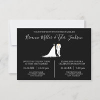 Dress & Tux - 3x5 Wedding & Reception Invitation